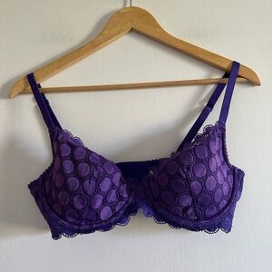 NWOT Savage X Fenty Purple Mod on Moon Classic Lace Overlay Bra size 36C
